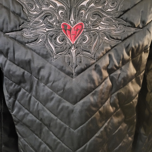 Harley Davidson Black Silky Quilted Puffer Style Jacket sz 1W - Picture 7 of 14